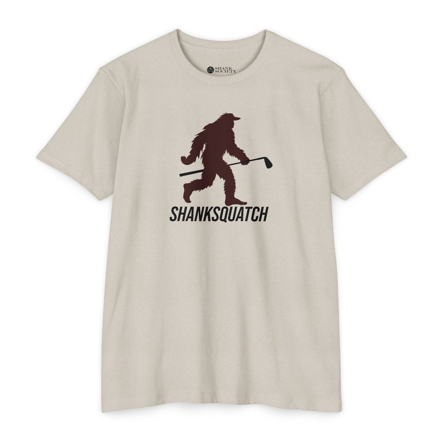 Shanksquatch (brown with text) Golf T-Shirt